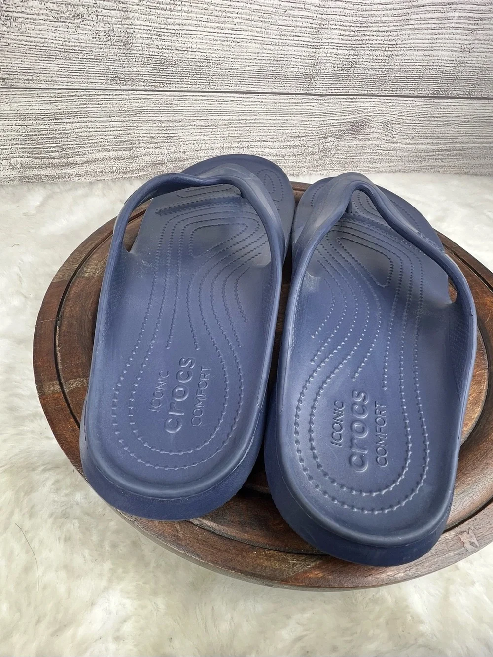 Crocs Kadee II Blue Flip Flops Thong Sandals Size Men's 13 Shoes Beach Vacation